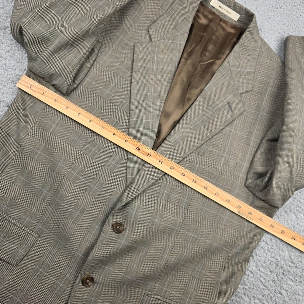Chaps Ralph Lauren Vintage Mens 41R Wool Blazer‎ Brown Glen Plaid Sport Coat